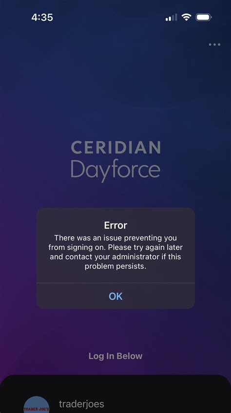 dayforce system administrator error.